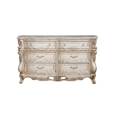 Gorsedd Marble & Antique White Dresser - Ornate Home