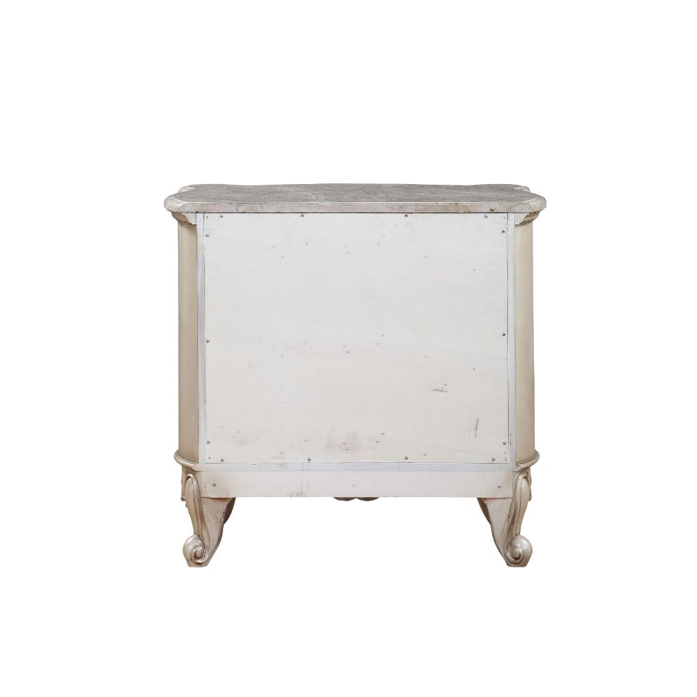 Gorsedd Marble & Antique White Nightstand - Ornate Home