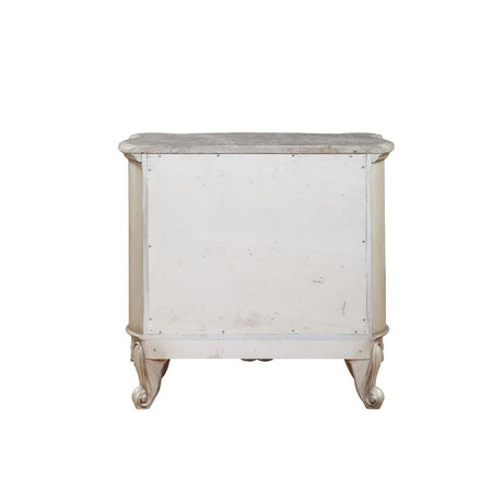 Gorsedd Marble & Antique White Nightstand - Ornate Home