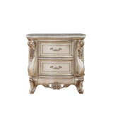 Gorsedd Marble & Antique White Nightstand - Ornate Home