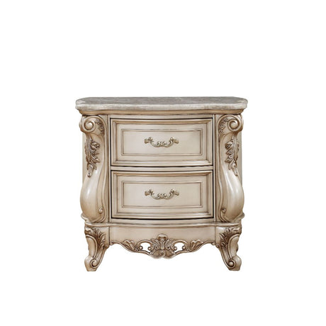 Gorsedd Marble & Antique White Nightstand - Ornate Home