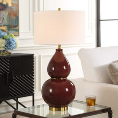 Gourd Burgundy Table Lamp - Ornate Home