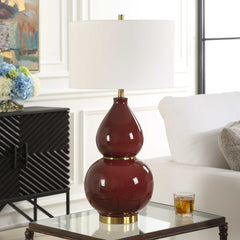 Gourd Burgundy Table Lamp - Ornate Home