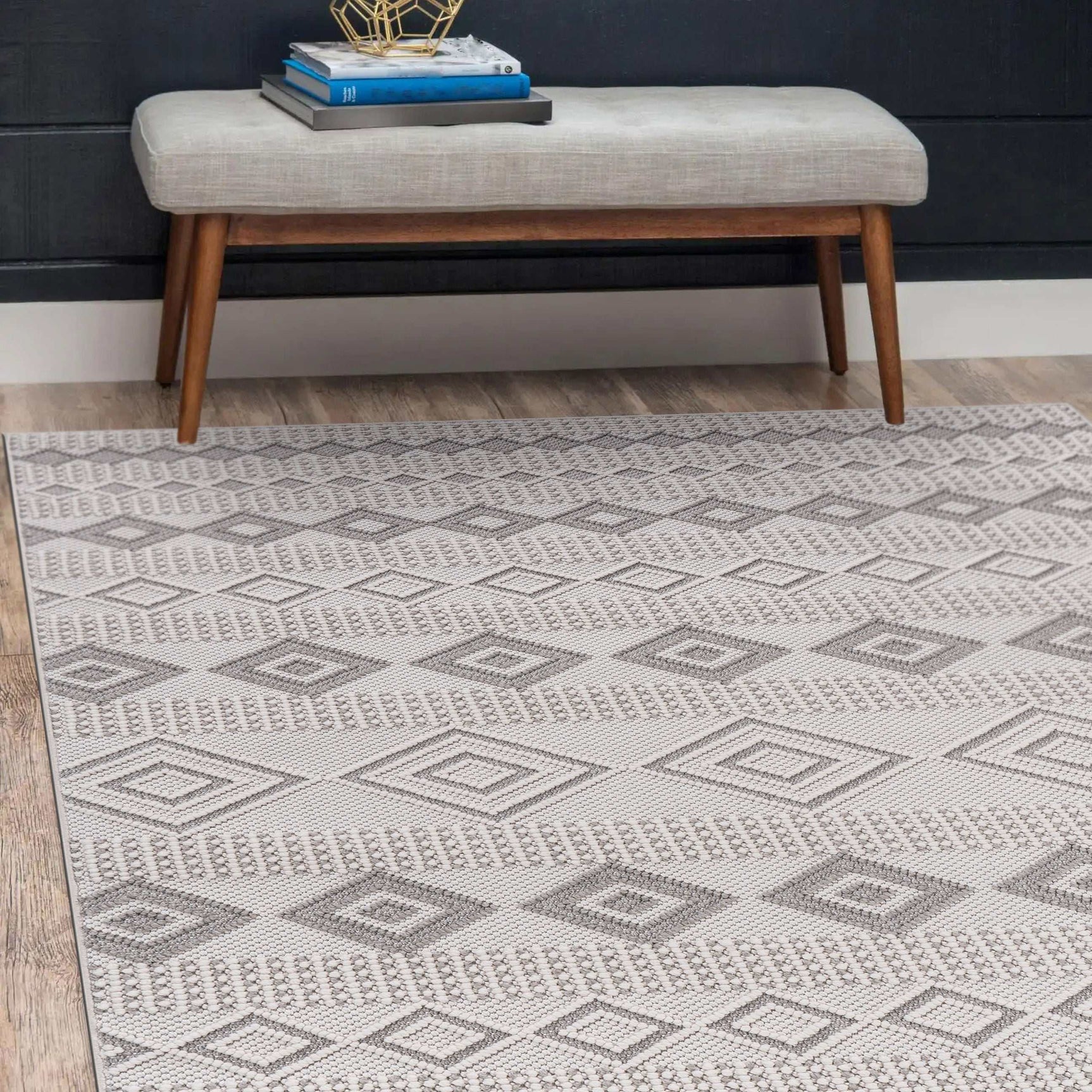 Goya Woven Non-Slip Geometric Diamond Pattern Indoor Area Rug - Ornate Home