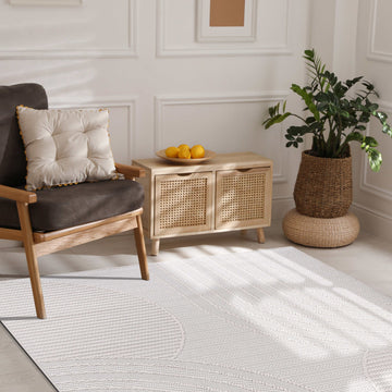 Goya Woven Non-Slip Minimalist Circular Geometry Indoor Area Rug - Ornate Home