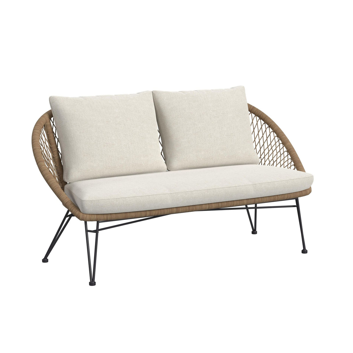 Grace Black/Natural/Olefin Beige Outdoor Seating 4PC Set - Ornate Home