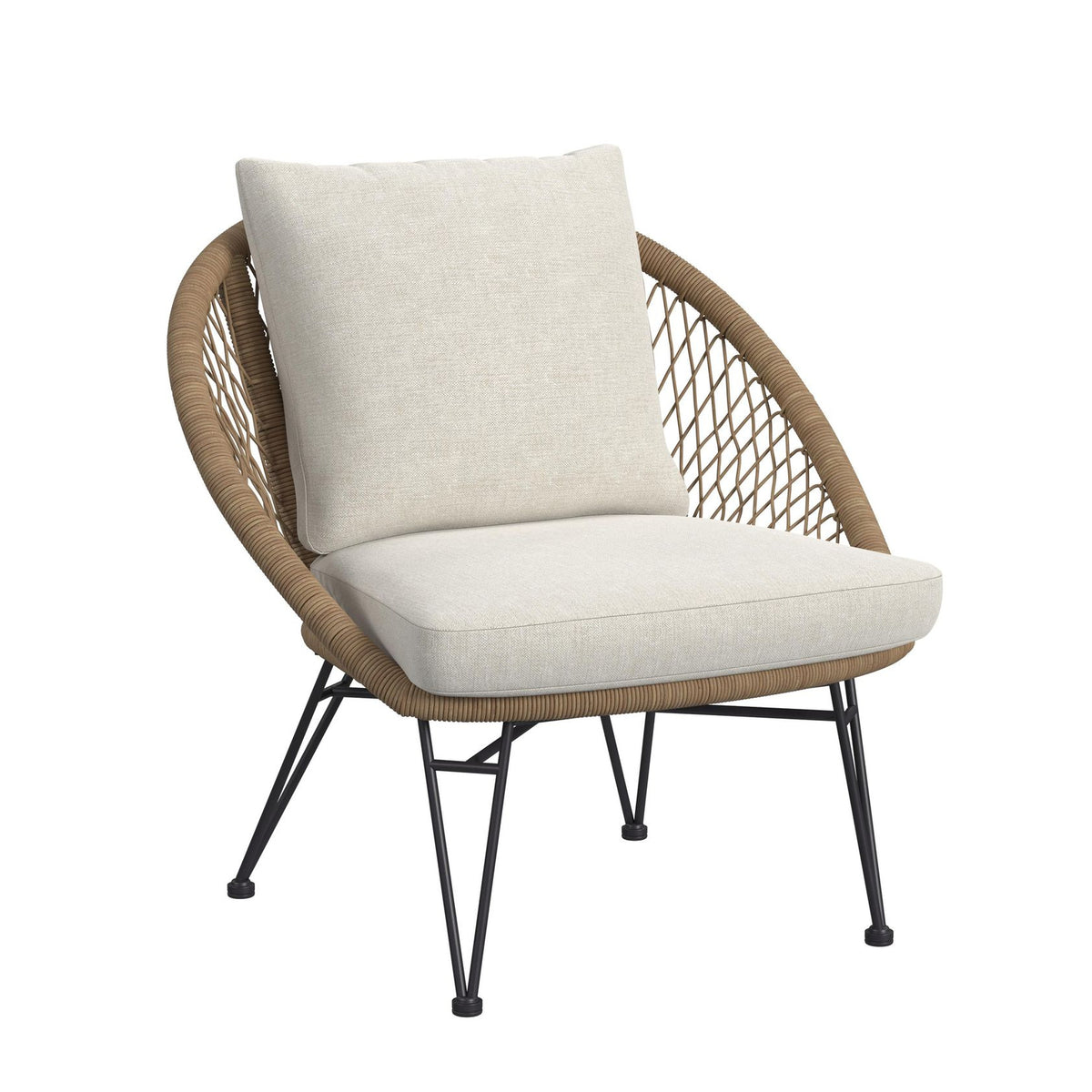 Grace Black/Natural/Olefin Beige Outdoor Seating 4PC Set - Ornate Home