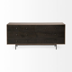 Grace Brown Two-Tone Solid Wood 6 Drawer Sideboard - Ornate Home