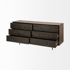 Grace Brown Two-Tone Solid Wood 6 Drawer Sideboard - Ornate Home