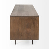 Grace Brown Two-Toned Solid Wood TV Stand Media Console with Slated Doors, TV up to 82" - Ornate Home