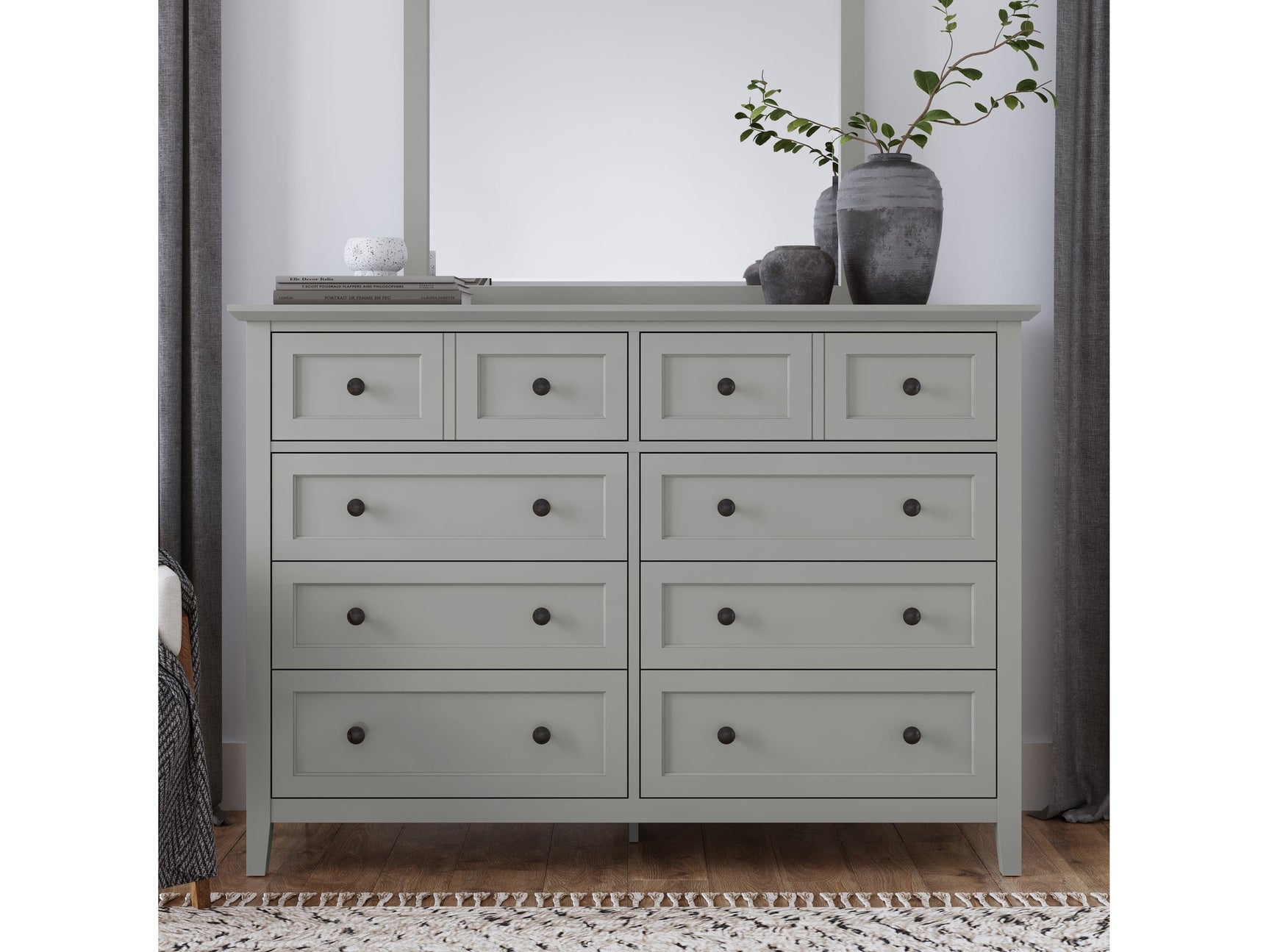 Grace Eight Drawer Dresser in Elephant Gray - Ornate Home