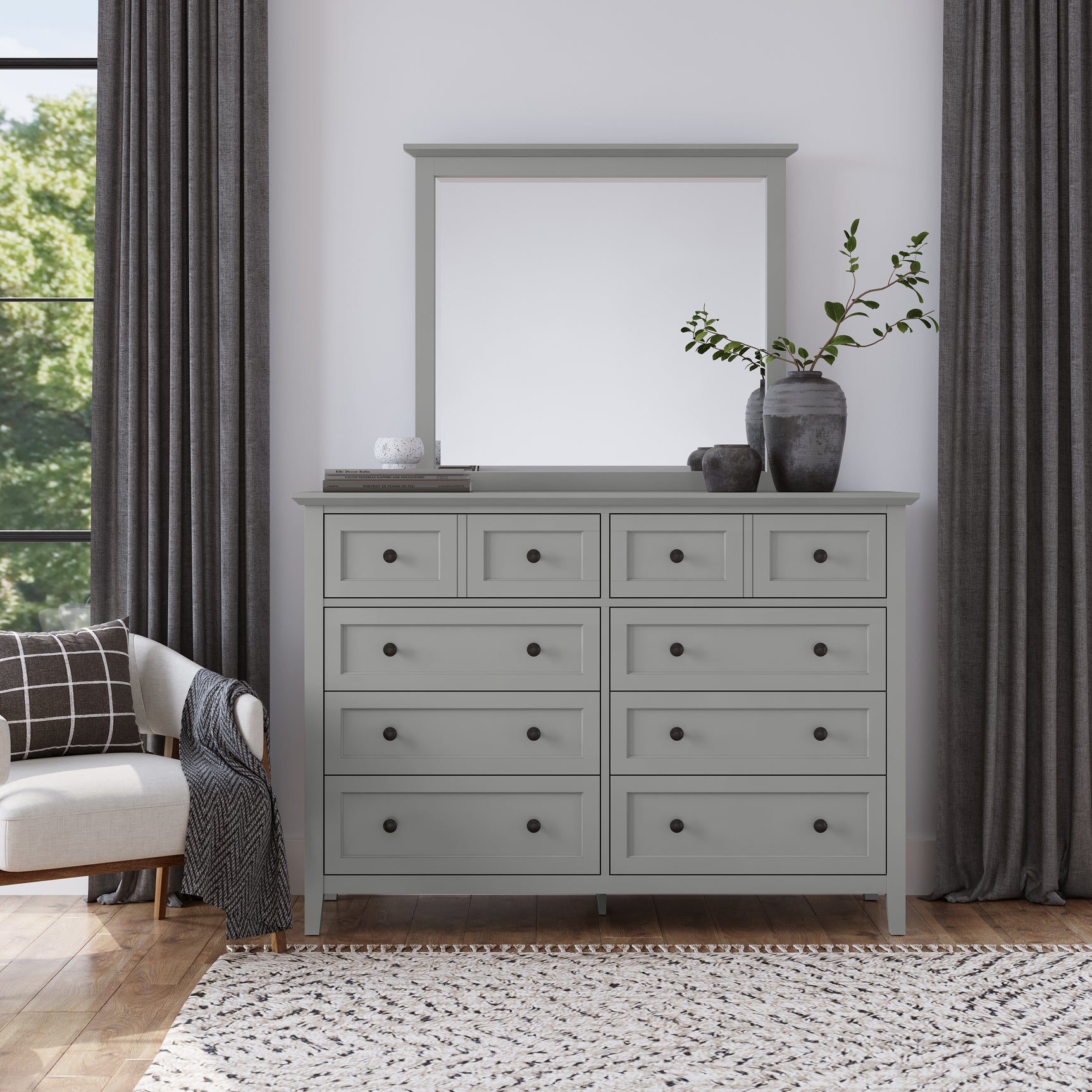 Grace Eight Drawer Dresser in Elephant Gray - Ornate Home