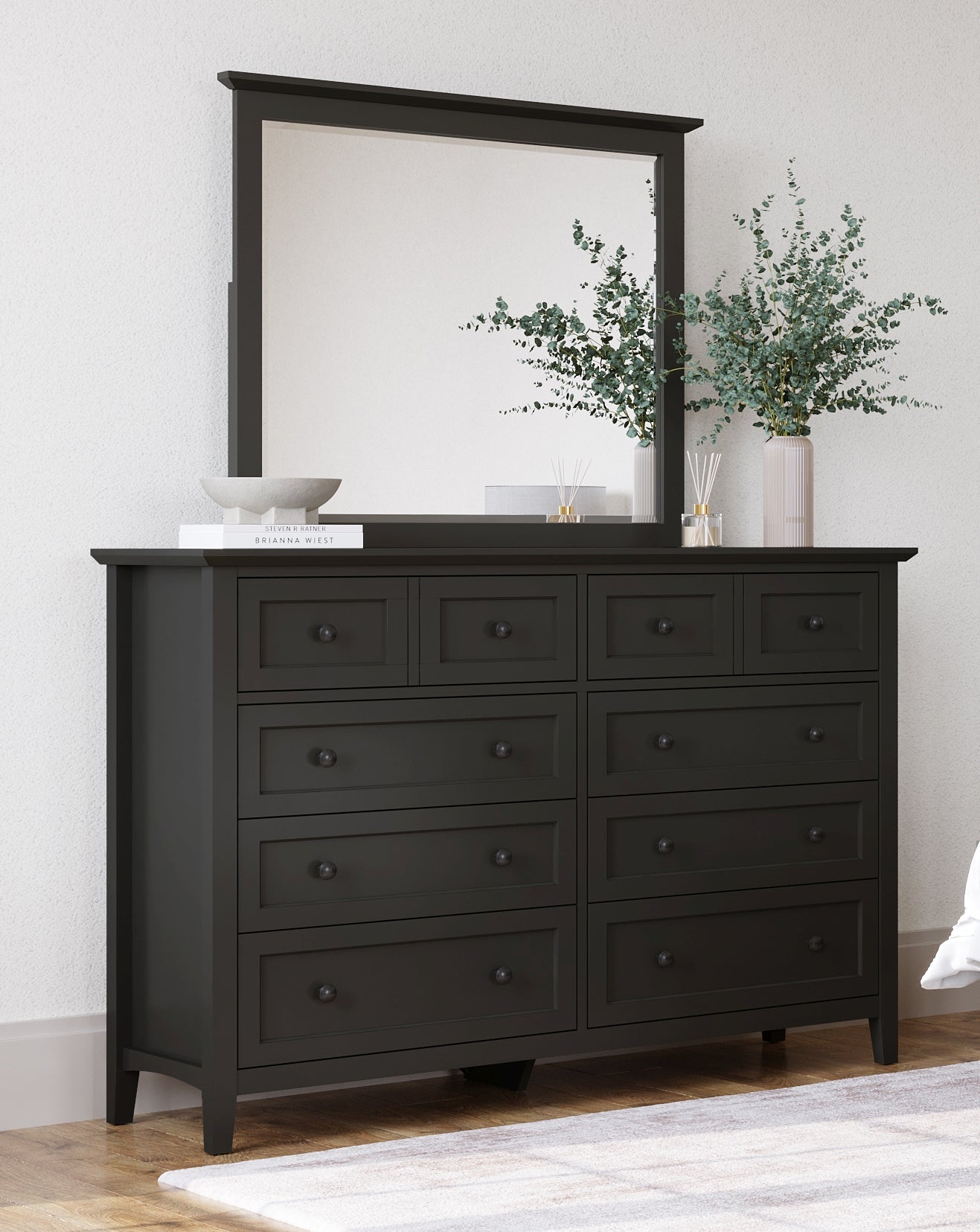 Grace Eight Drawer Dresser in Raven Black - Ornate Home