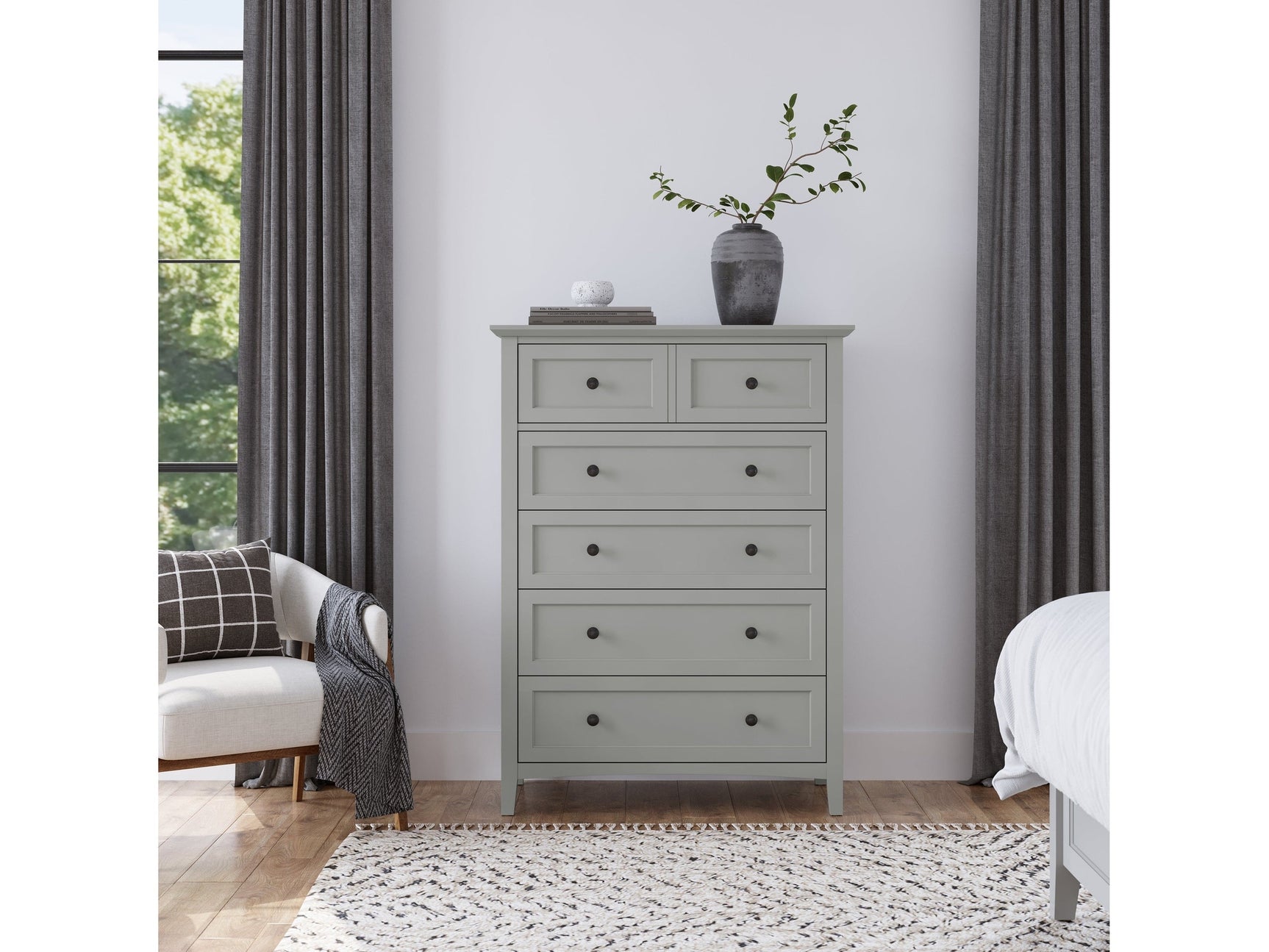Grace Five Drawer Chest in Elephant Gray - Ornate Home