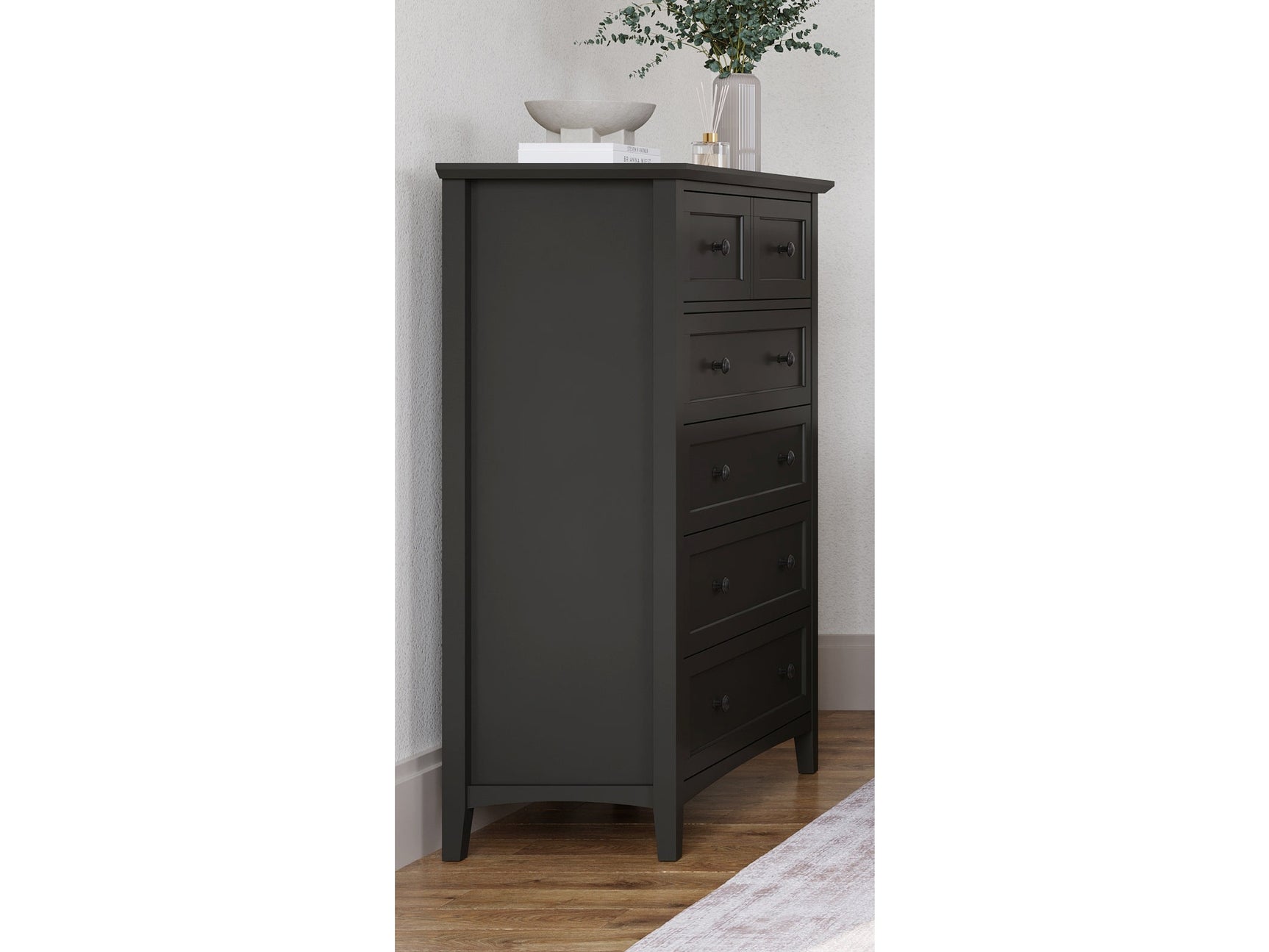 Grace Five Drawer Chest in Raven Black - Ornate Home
