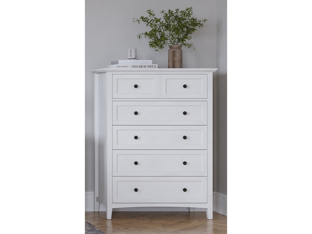Grace Five Drawer Chest in Snowfall White - Ornate Home