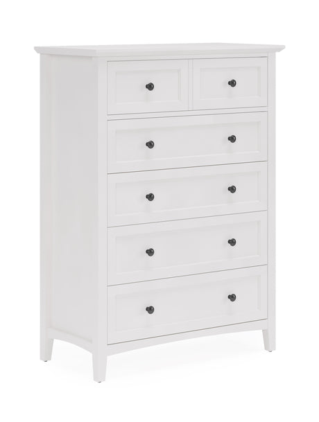 Grace Five Drawer Chest in Snowfall White - Ornate Home