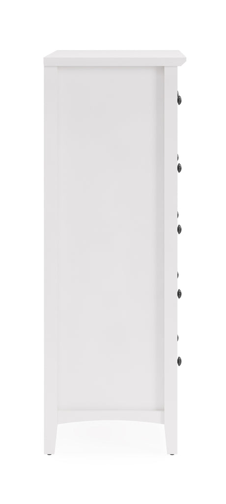 Grace Five Drawer Chest in Snowfall White - Ornate Home