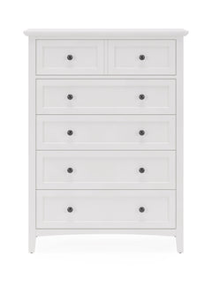 Grace Five Drawer Chest in Snowfall White - Ornate Home