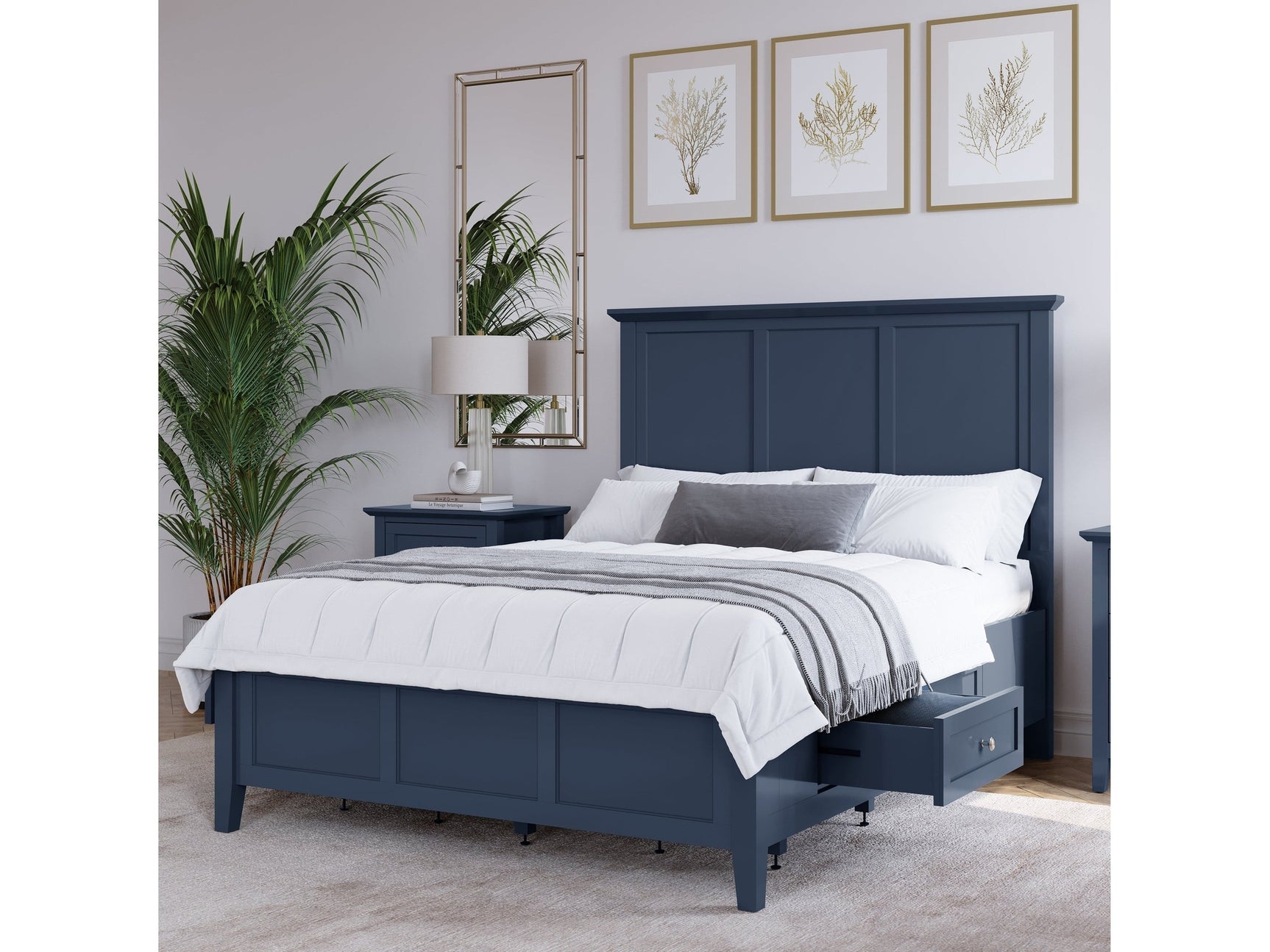 Grace Four Drawer California King Platform Storage Bed in Blueberry - Ornate Home