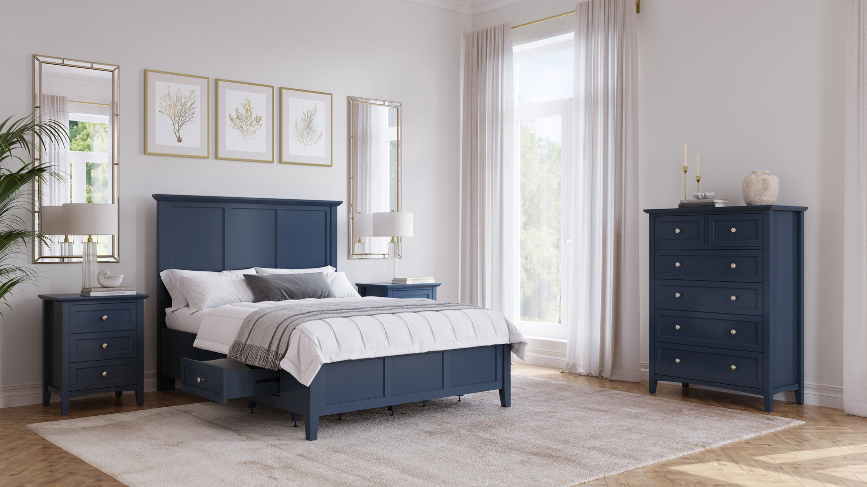 Grace Four Drawer Eastern King Platform Storage Bed in Blueberry - Ornate Home