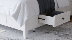 Grace Four Drawer Full Platform Storage Bed in Snowfall White - Ornate Home