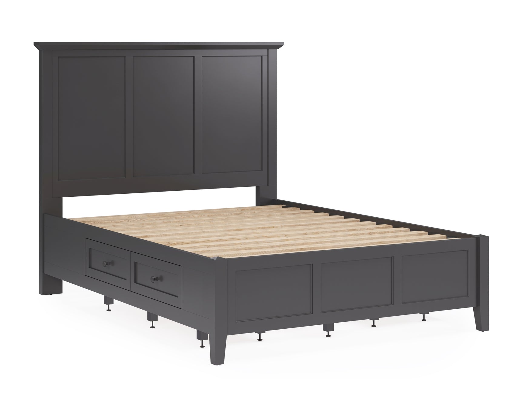 Grace Four Drawer Queen Platform Storage Bed in Raven Black - Ornate Home