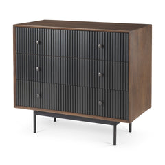Grace Medium Brown/Black Wood 3 Drawer Accent Cabinet - Ornate Home