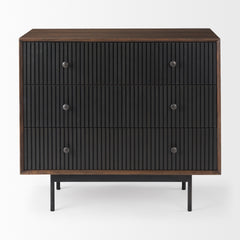 Grace Medium Brown/Black Wood 3 Drawer Accent Cabinet - Ornate Home