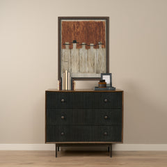 Grace Medium Brown/Black Wood 3 Drawer Accent Cabinet - Ornate Home