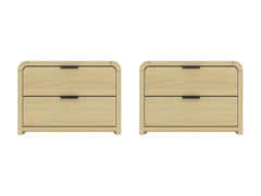 Grace Nightstand in Natural Oak and Black (set of 2) - Ornate Home
