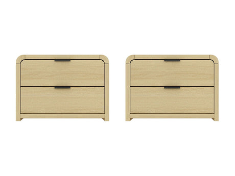 Grace Nightstand in Natural Oak and Black (set of 2) - Ornate Home