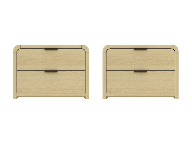 Grace Nightstand in Natural Oak and Black (set of 2) - Ornate Home