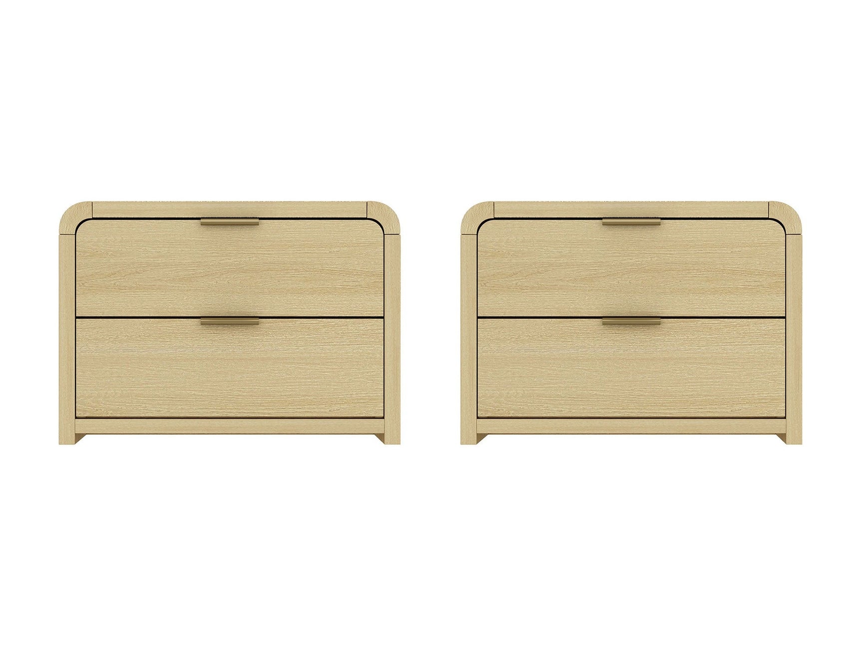 Grace Nightstand in Natural Oak and Gold (set of 2) - Ornate Home