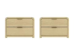 Grace Nightstand in Natural Oak and Gold (set of 2) - Ornate Home