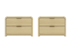 Grace Nightstand in Natural Oak and Gold (set of 2) - Ornate Home