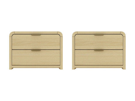 Grace Nightstand in Natural Oak and Gold (set of 2) - Ornate Home