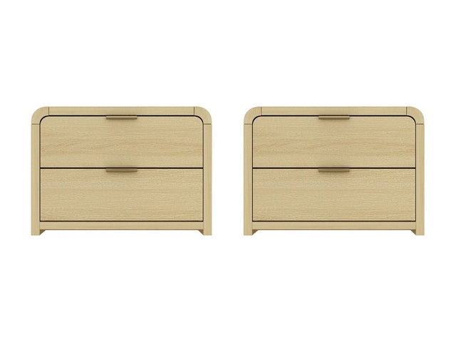 Grace Nightstand in Natural Oak and Gold (set of 2) - Ornate Home