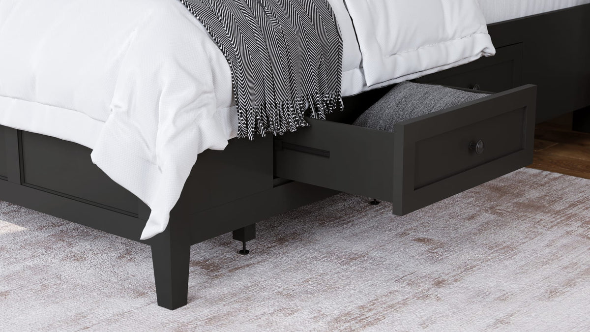 Grace Raven Black Twin Four Drawer Platform Storage Bed - Ornate Home