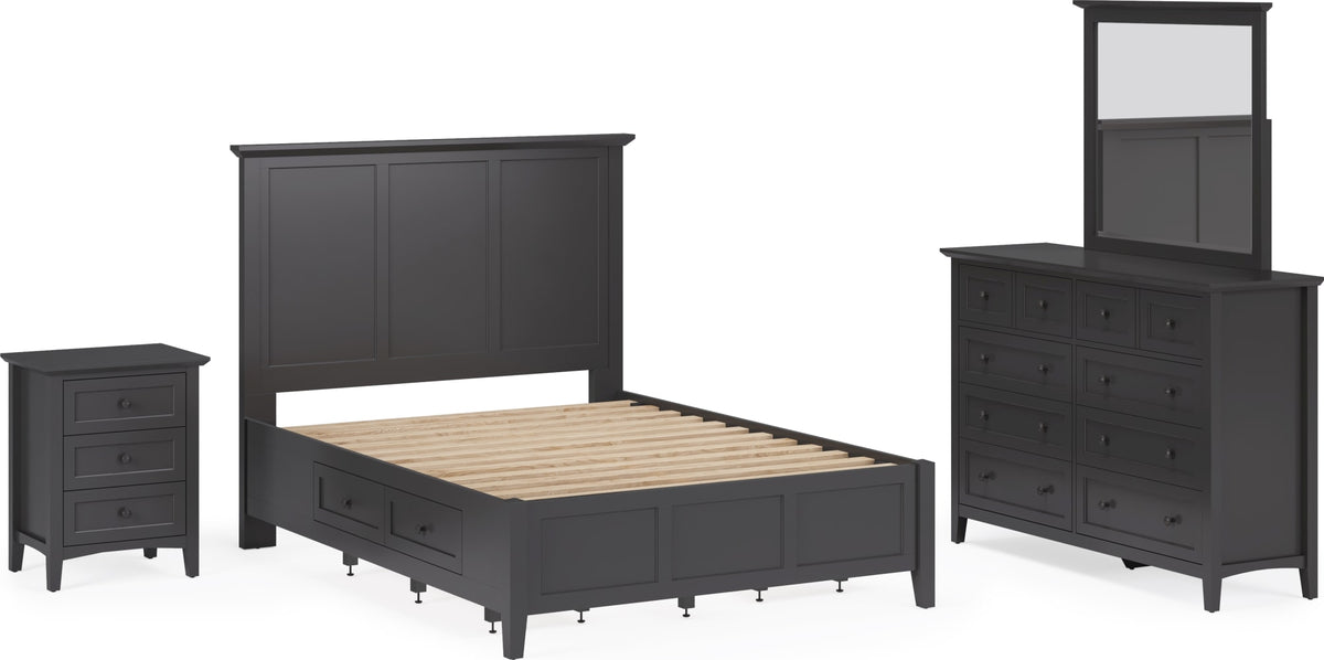 Grace Raven Black Twin Four Drawer Platform Storage Bed - Ornate Home