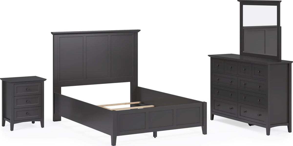 Grace Raven Black Twin Three Panel Bed - Ornate Home
