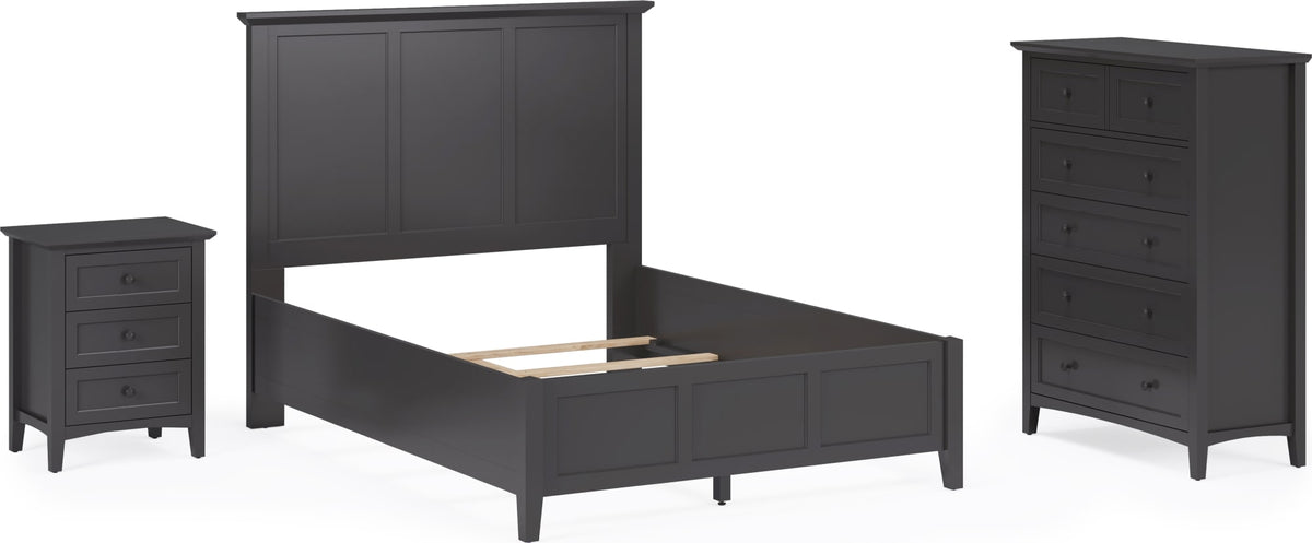 Grace Raven Black Twin Three Panel Bed - Ornate Home