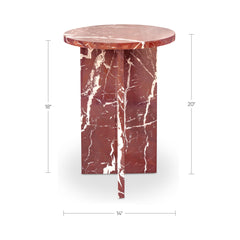 Grace Rosso Levante Marble Accent Table - Ornate Home