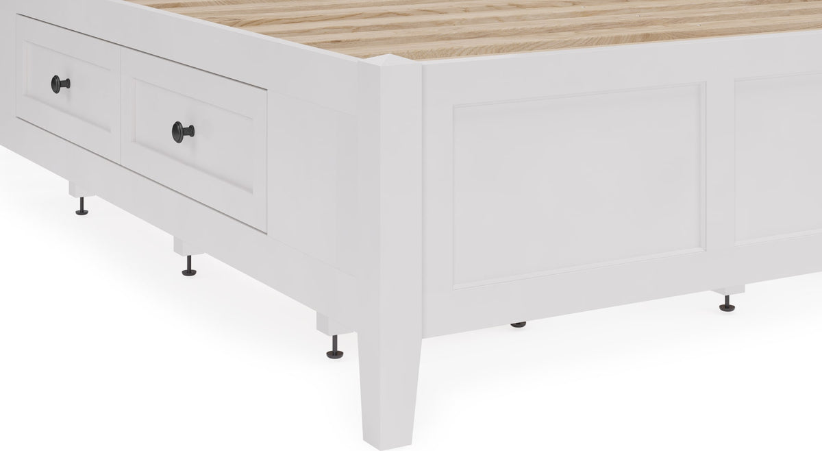 Grace Snowfall White Twin Four Drawer Platform Storage Bed - Ornate Home