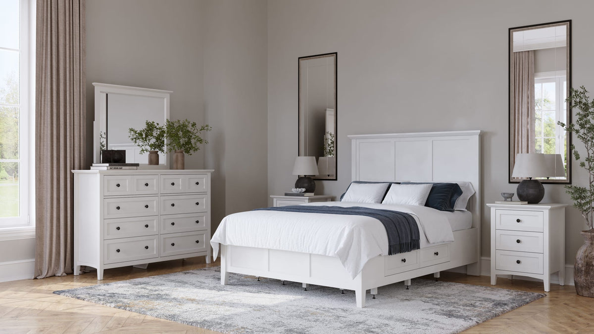 Grace Snowfall White Twin Four Drawer Platform Storage Bed - Ornate Home