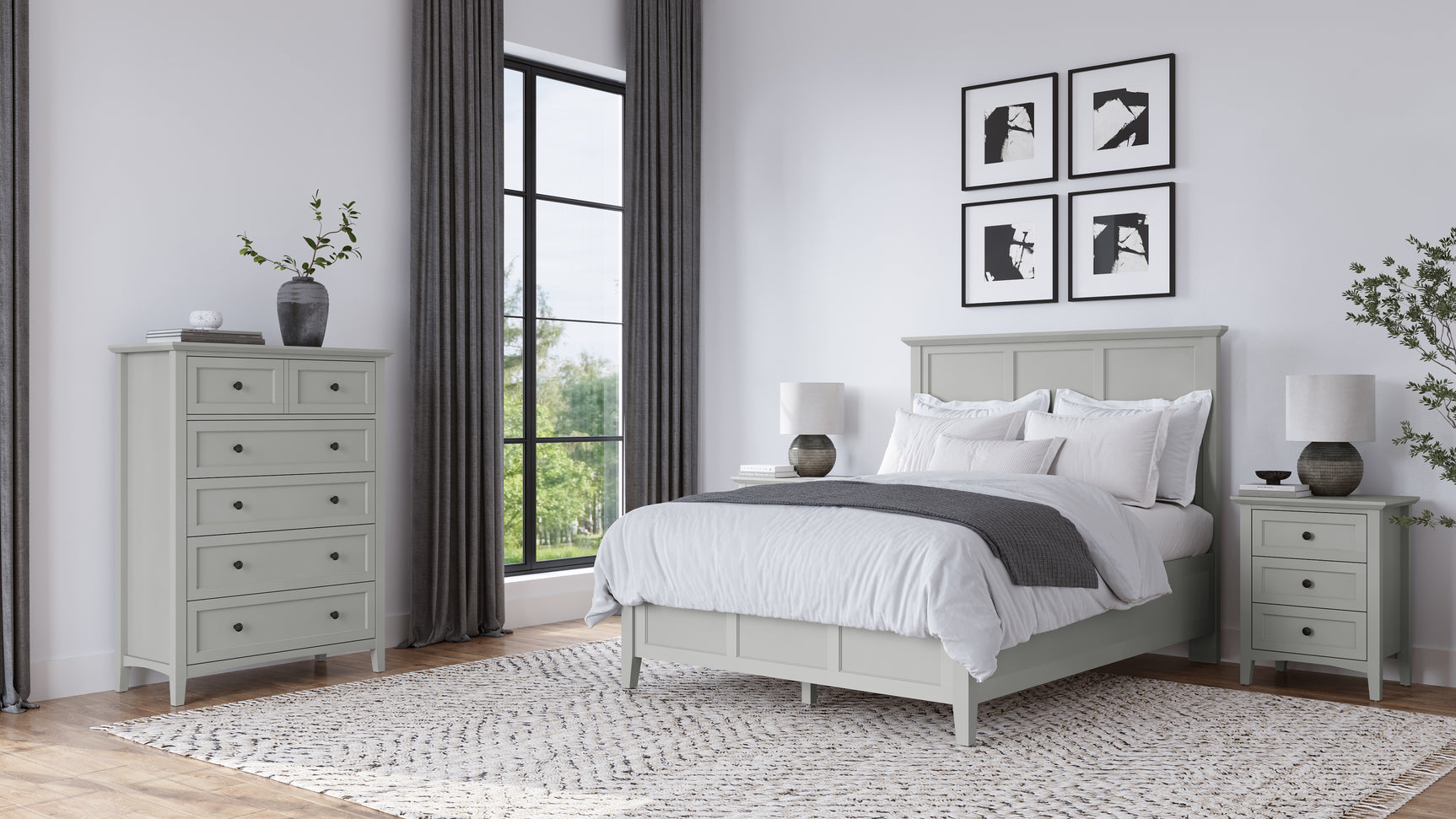 Grace Three California King Panel Bed in Elephant Grey - Ornate Home