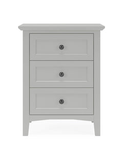 Grace Three Drawer Nightstand in Elephant Grey - Ornate Home
