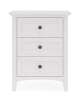 Grace Three Drawer Nightstand in Snowfall White - Ornate Home