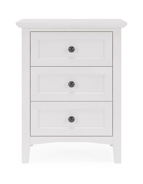 Grace Three Drawer Nightstand in Snowfall White - Ornate Home