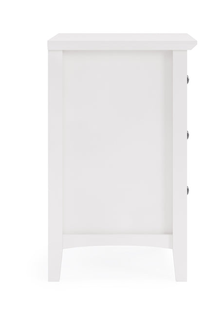 Grace Three Drawer Nightstand in Snowfall White - Ornate Home